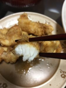 シーバスの天ぷらの身はホクホク